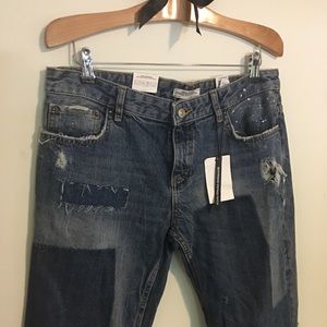 Zara Woman distressed patch look premium denim 6